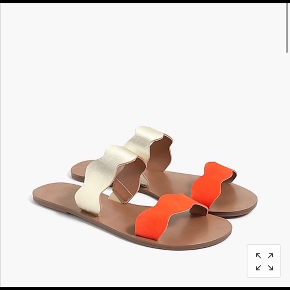 J crew orange and gold slides!